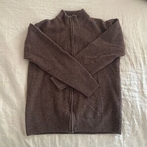 Cambridge Brown Wool Zip Up Sweater Size Medium